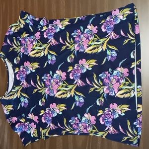 Croft & Barrow Dark Purple Flowered Tee Shirt XL